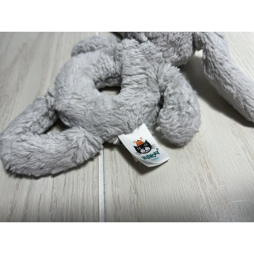 Jellycat Bashful‎ Gray Bunny Grabber small plush rabbit mini baby rattle ring